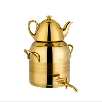 کتری شیردار تمام طلا با قوری کروم طلایی برند کی اس تی کد 4020G