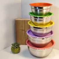 ست لگن 5 تیکه استیل درب رنگی