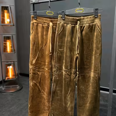 شلوار مام راسته مخمل کبریتی داخل خز اورجینال 7932