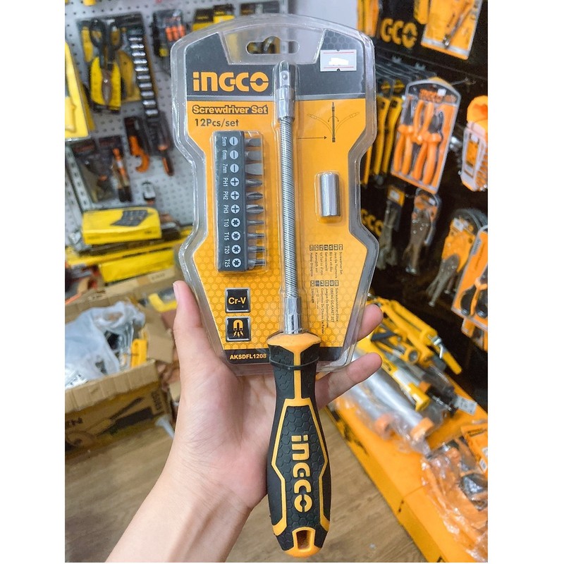 پیچ گوشتی اینکو مدل AKSDFL-1208 مجموعه 12 عددی