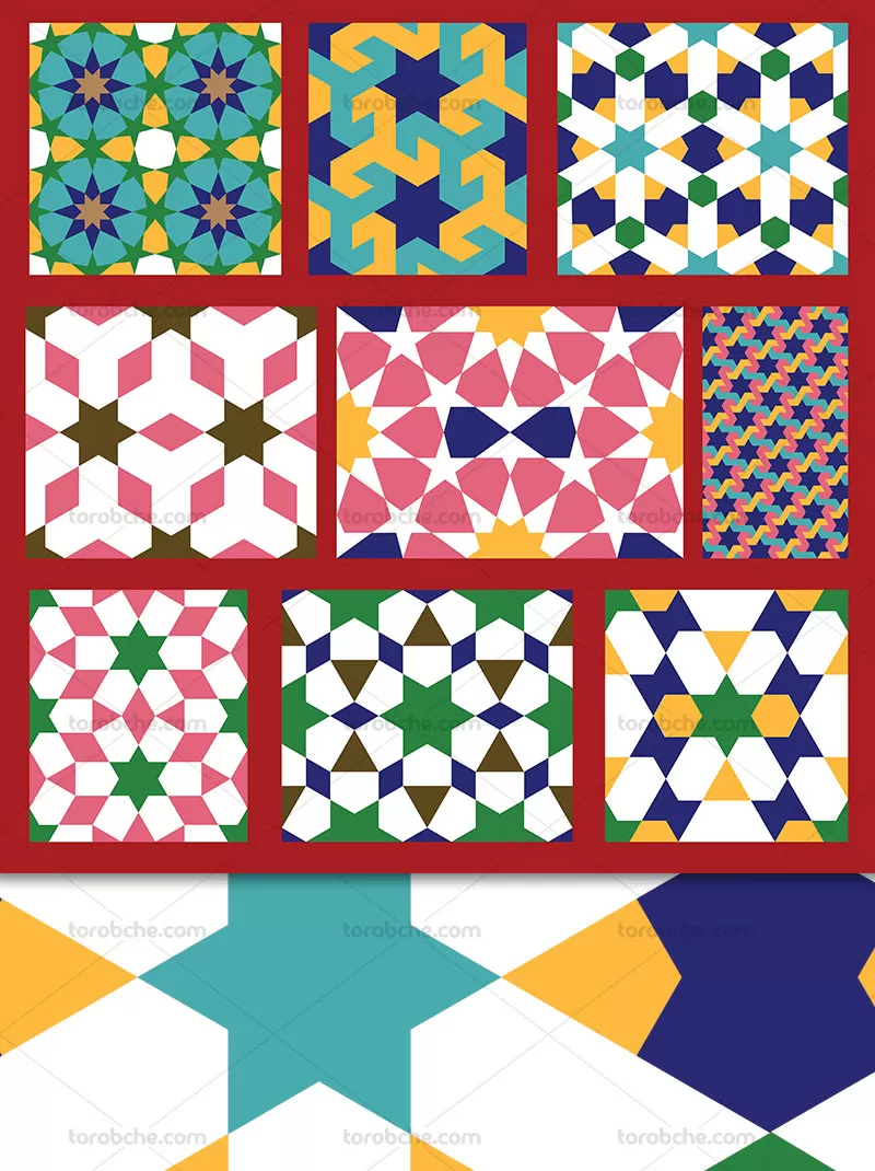 وکتور انواع کاشی کاری هندسی | گرافیک با طعم تربچه