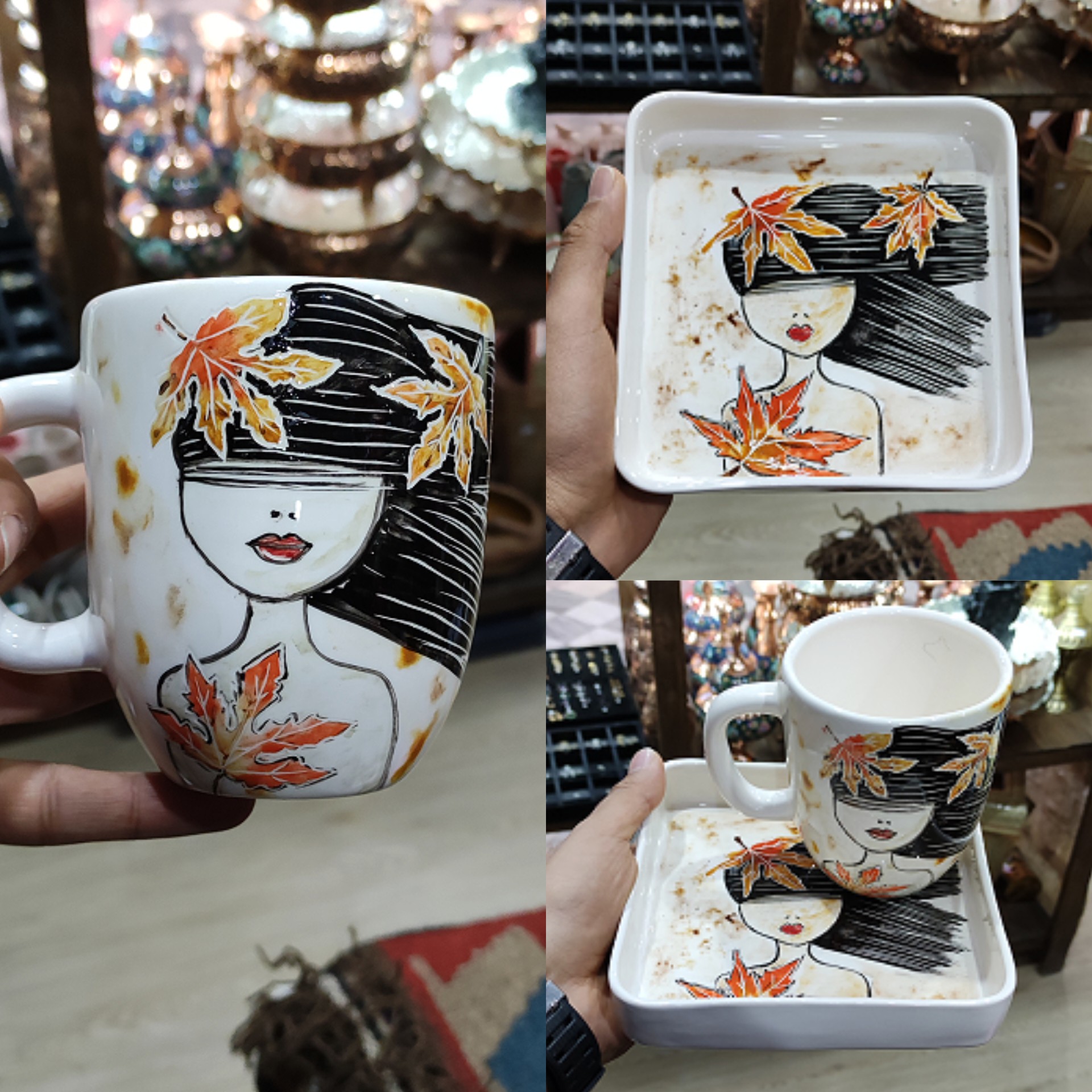 ست فانتزی ماگ و بشقاب سرامیکی 