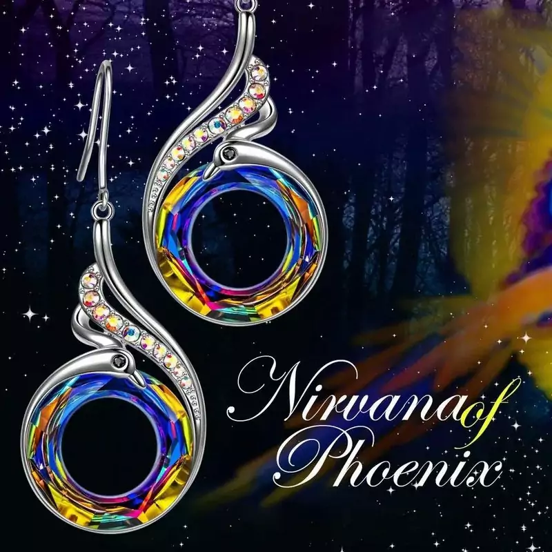 گوشواره طرح فونیکس نگین حلقویColorful کدE352