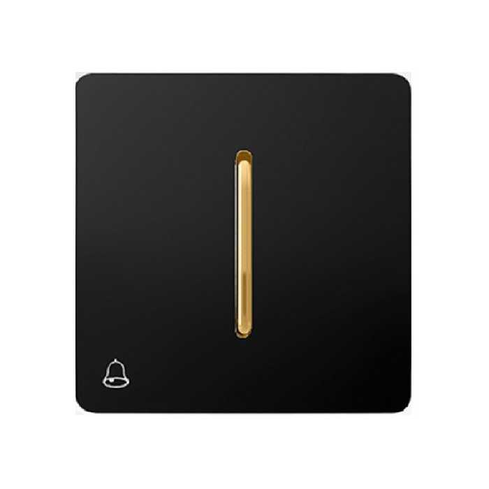 شاسی زنگ  ، توکار  ، رنگ مشکی ،  دکمه طلایی ،  مدل کریستال  . 