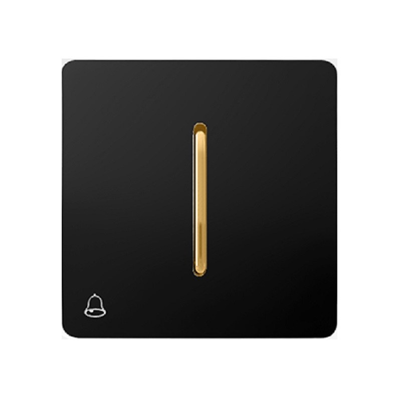 شاسی زنگ  ، توکار  ، رنگ مشکی ،  دکمه طلایی ،  مدل کریستال  . 