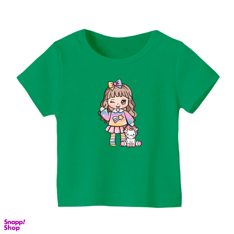 تی شرت آستین کوتاه بچگانه مدل یونیکورن کد 2 رنگ سبز