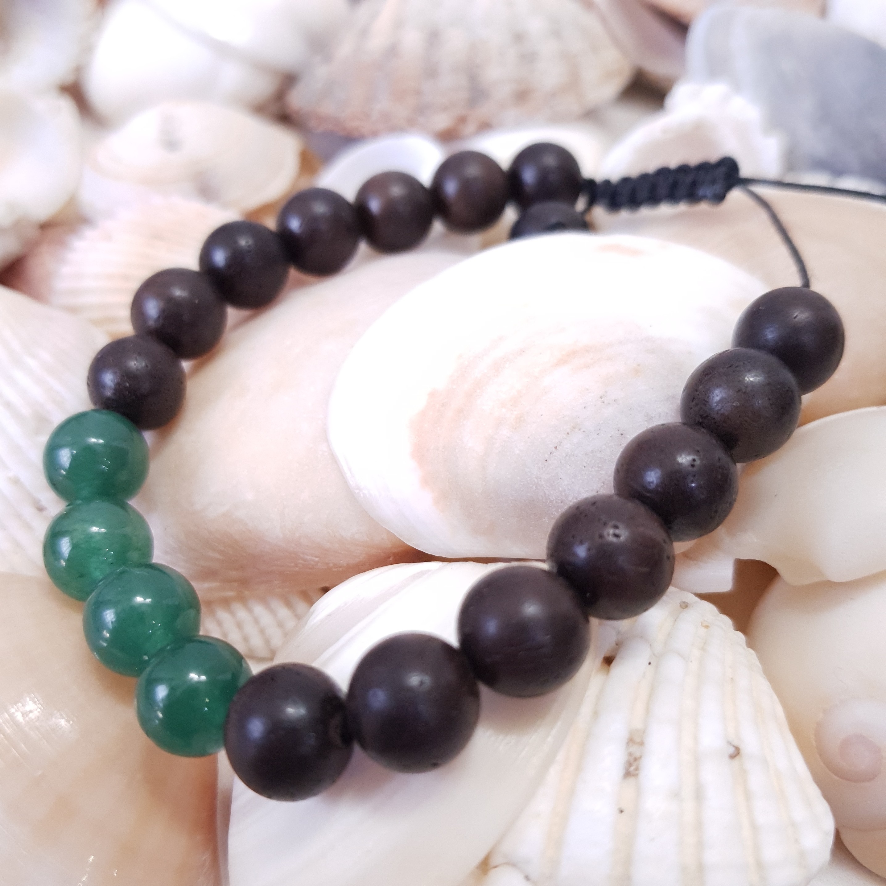 دستبند سنگ آونتورین و چوب