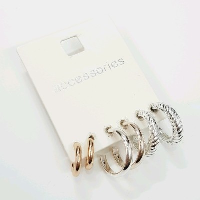 حراج پک سه جفتی گوشواره حلقه نقره ای و طلایی ، پک اقتصادی