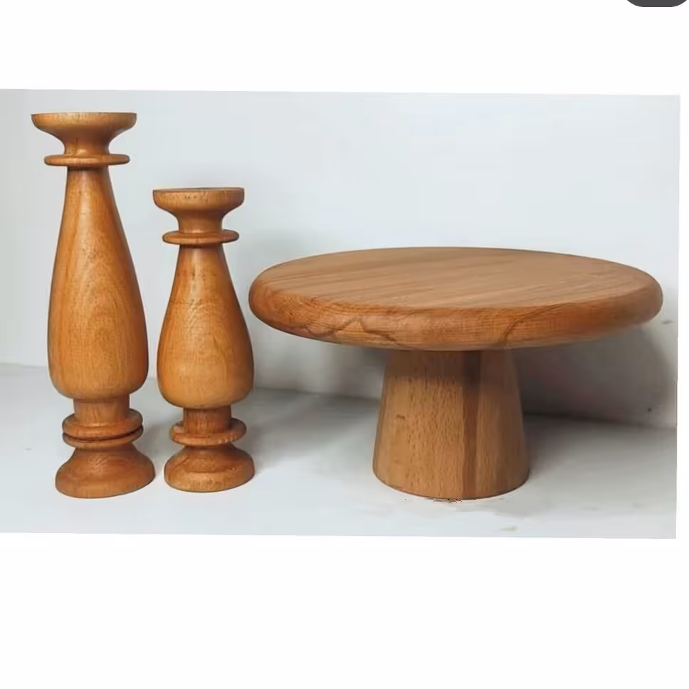 ست پایه کیک و شمعدانی چوب چوب روس رنگ قهوه ای روشن ضد آب