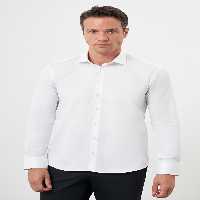 پیراهن / بلوز دکمه دار سفید مردانه مناسب یقه ایتالیایی الگوی صاف پنبه ای Morven