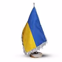 پرچم رومیزی کشور اوکراین ریشه زرد با پایه سنگی افراتوس