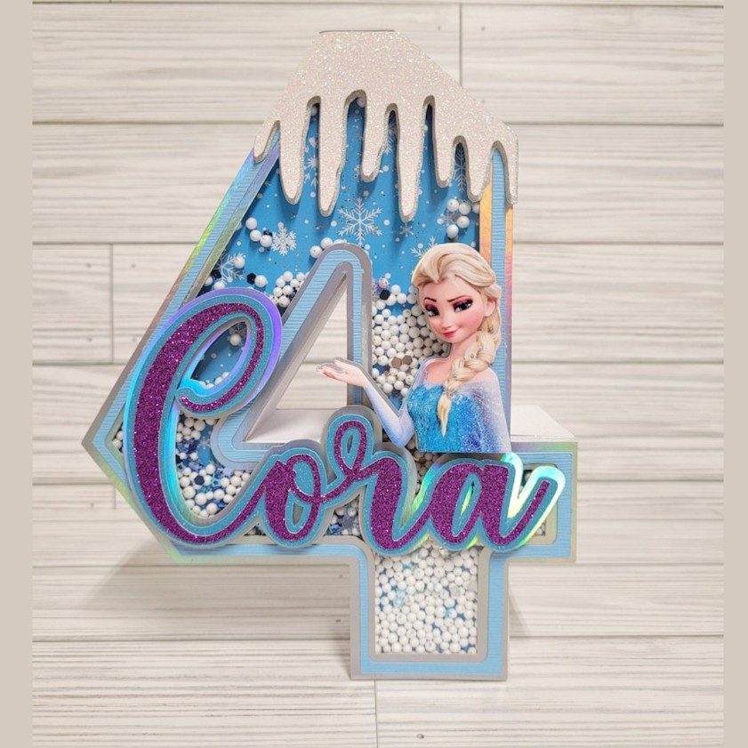 استند50cm عدد تولد دستسازه شیکردار تم دخترانه فروزن (السا و آنا)