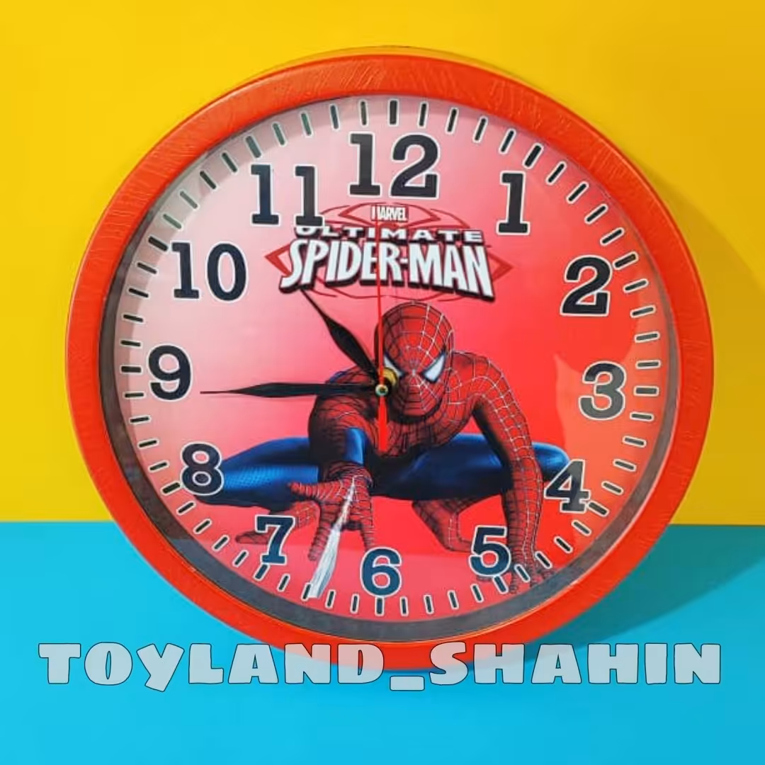 ساعت دیواری کودک طرع اسپایدر من، مردعنکبوتی،ساعت دیواری فانتزی،ساعت کودک،اکسسوری اتاق کودک