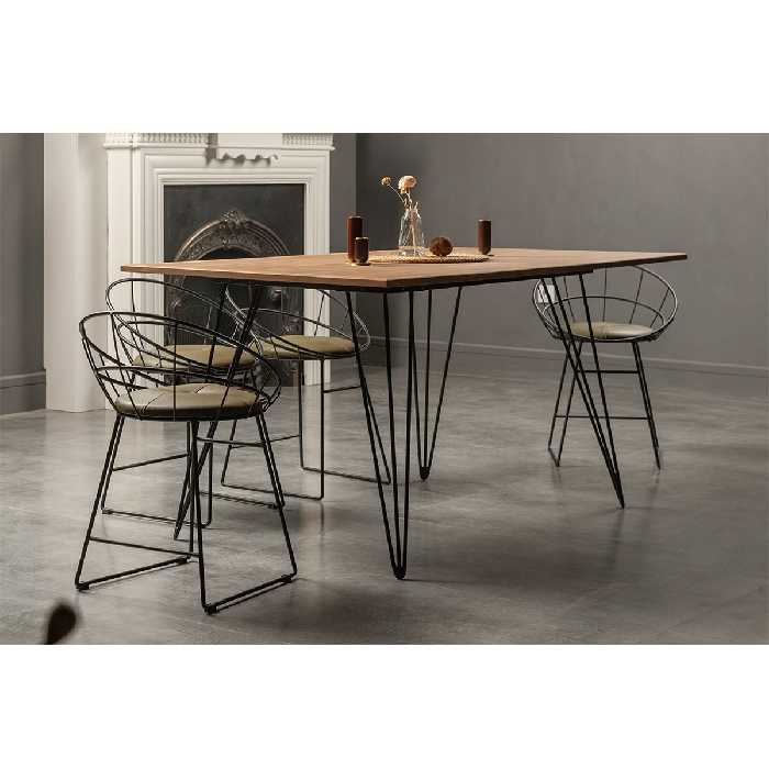 میز ناهارخوری 4 نفره سان هوم رویه چوبی پایه مشکی مدل W1201S