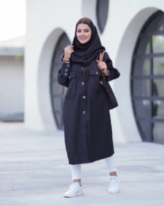 مانتو دانشجویی کتان چهار جیب مدل نارون