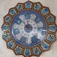 ساعت خاتم و مینا طرح گل ومرغ با بشقاب برجسته میناکاری