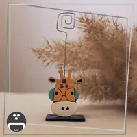 هولدر عکس و یادداشت رومیزی طرح زرافه پیکسل ساز/جنس چوب و نقاشی شده/ضدآب
