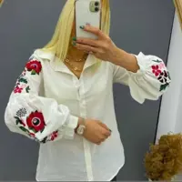 شومیز ترک با گل برجسته