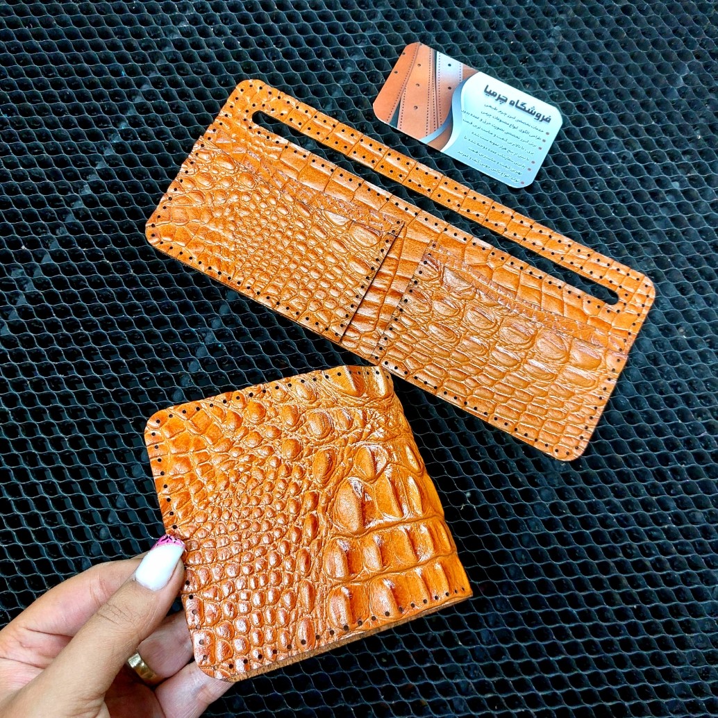 کیف پول جیبی برش خورده نیمه آماده چرم گاوی 