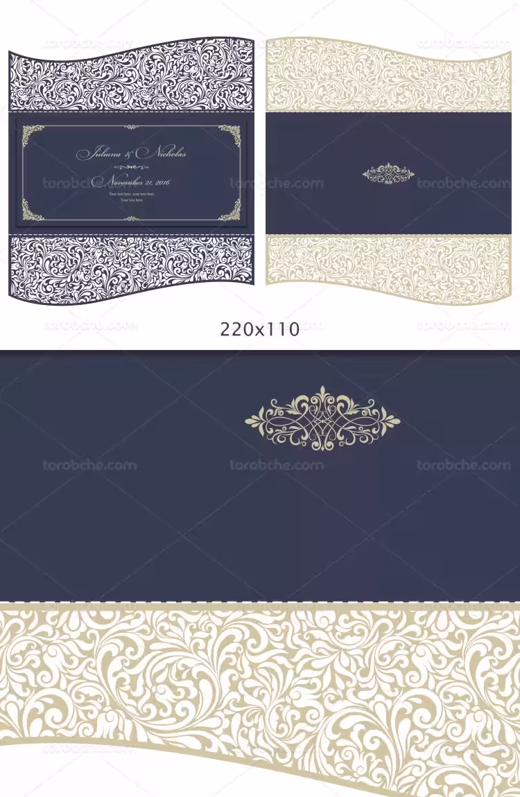 وکتور کارت عروسی سرمه ای | گرافیک با طعم تربچه