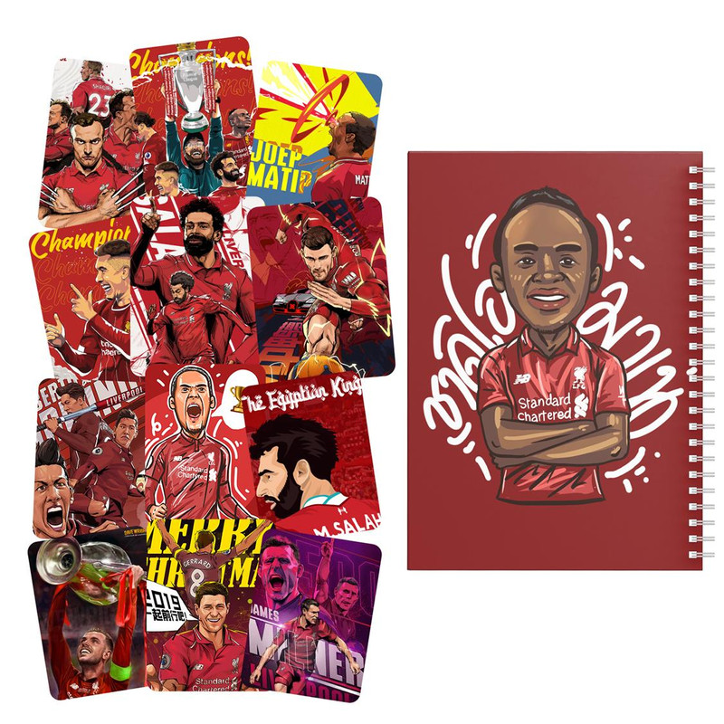 دفتر یادداشت باژیکان طرح فوتبالی لیورپول کد 20111639 به همراه برچسب مجموعه 12 عددی