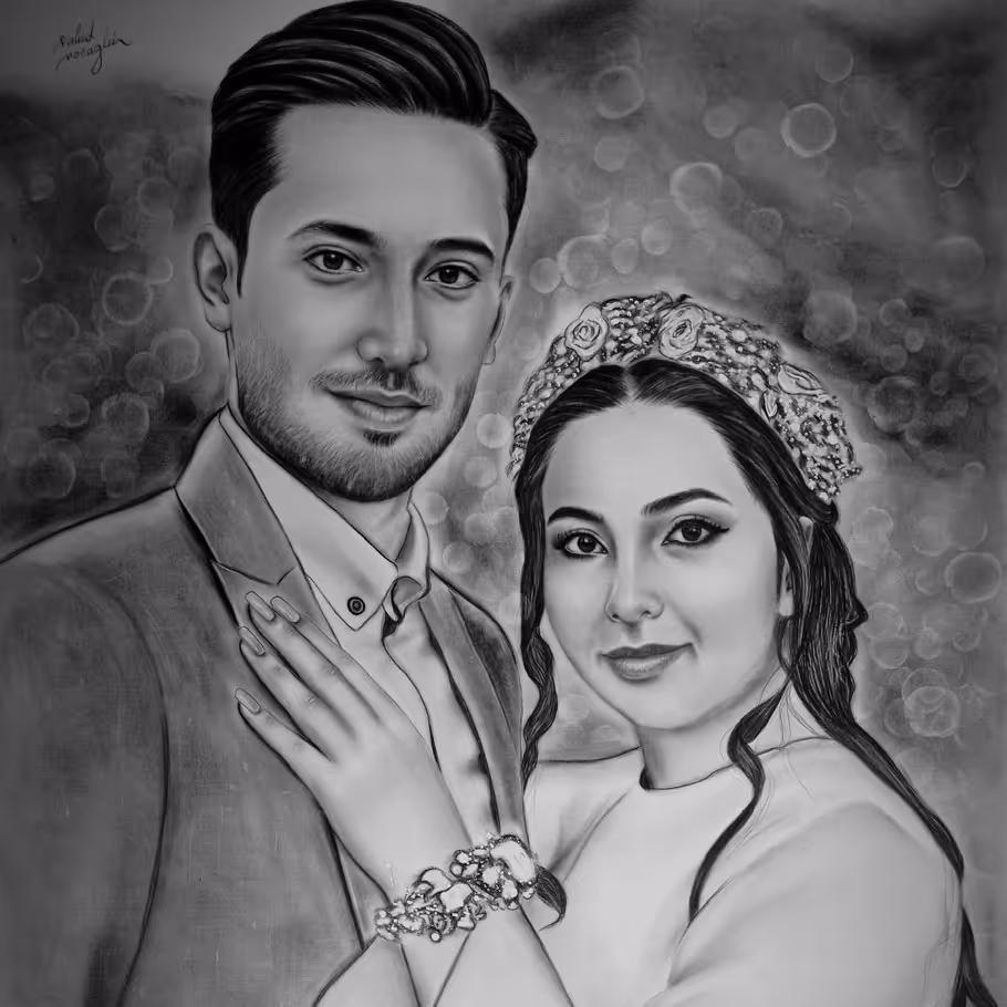 سفارش نقاشی چهره سیاهقلم سایز بزرگ (بهترین گزینه برای هدیه)