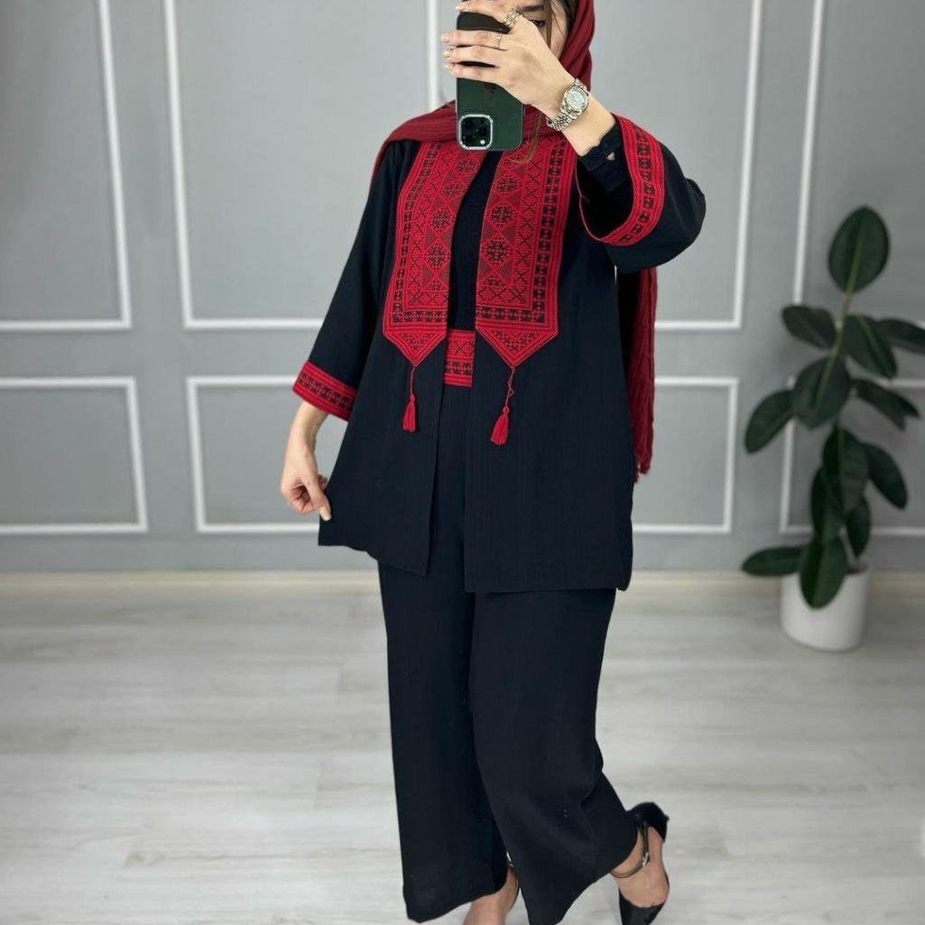 مانتووشلوارسنتی جنس ابروبادی