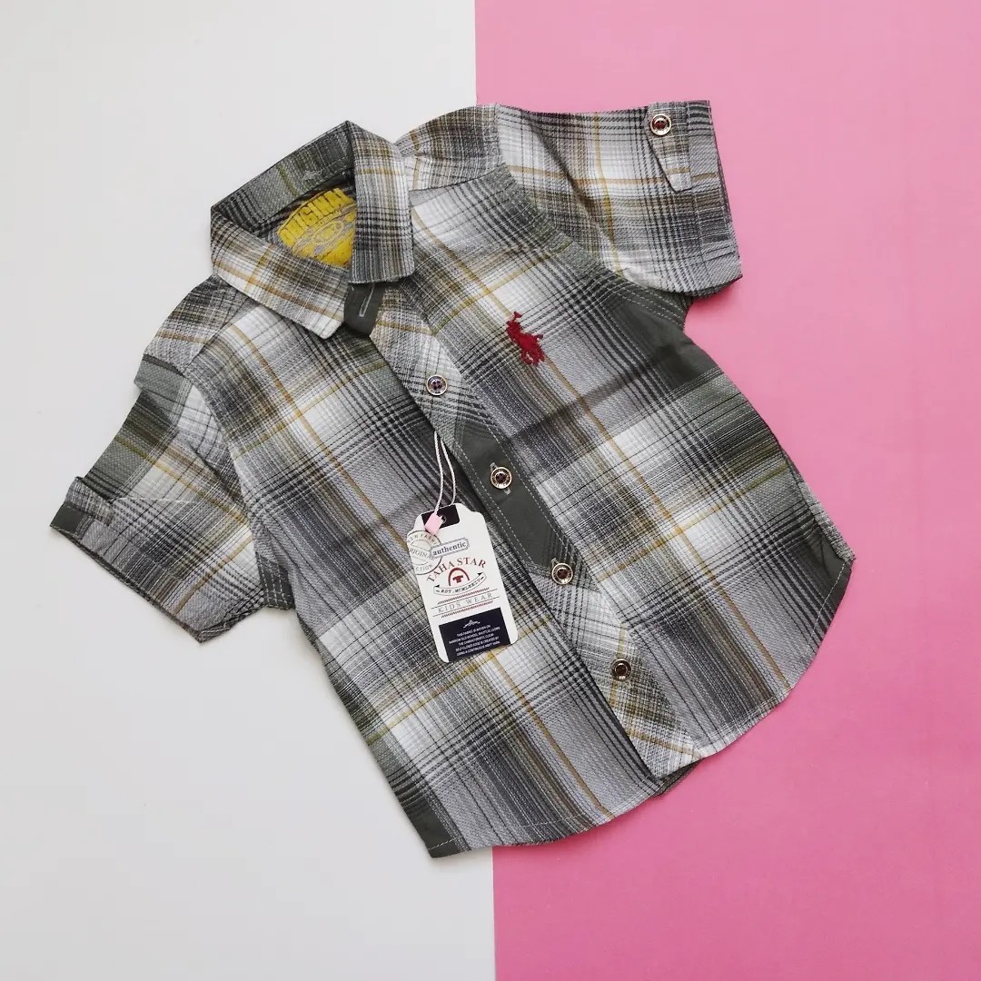 پیراهن استین کوتاه چاهار خونه پسرانه بچگانه