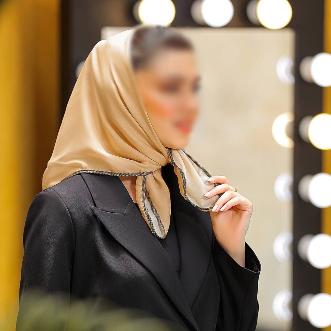 مینی اسکارف دورو مزونی اعلا رنگ کرم نسکافه ای ارسال رایگان