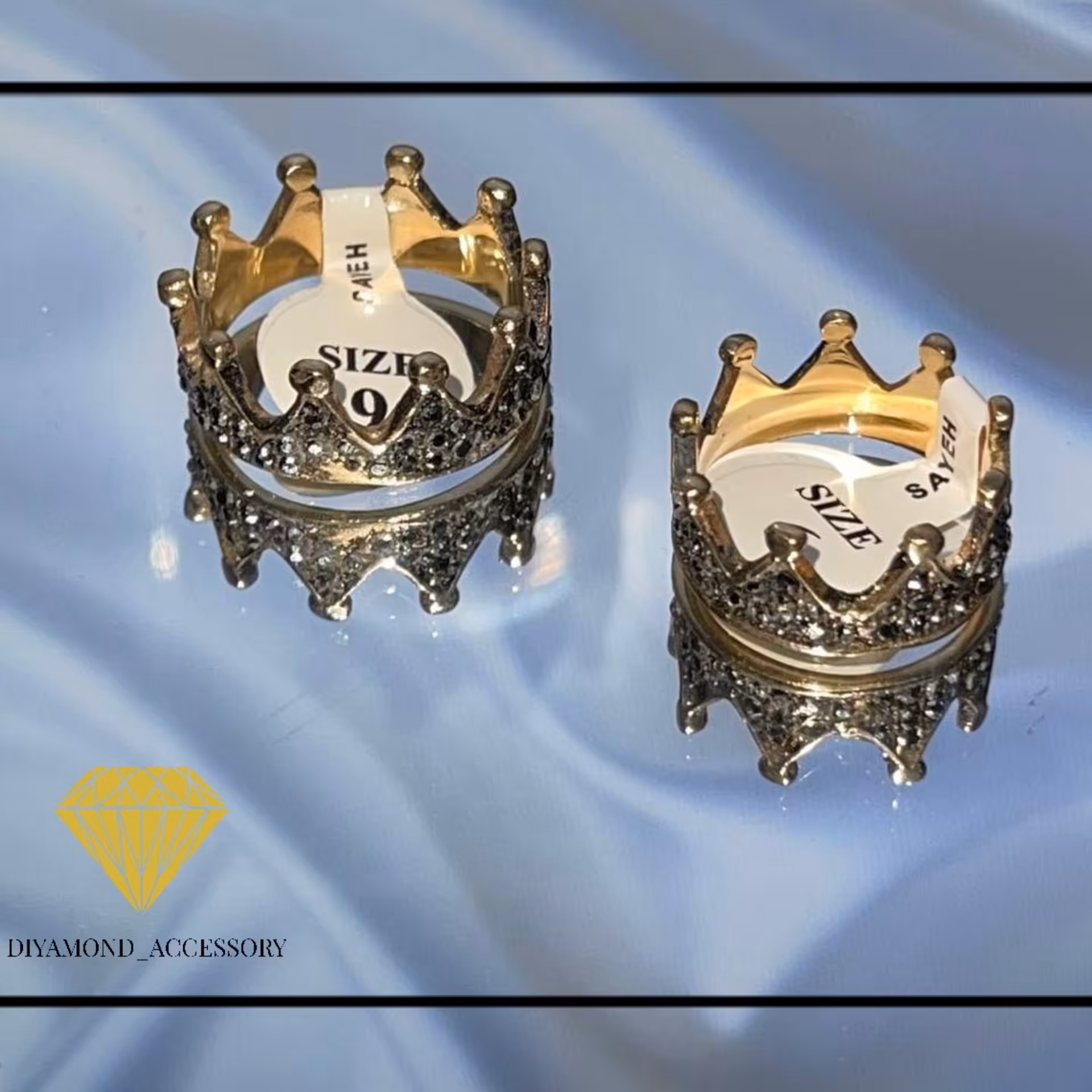  انگشتر تاج استیل رنگ ثابت ضد حساسیت ست دوستی (تک و ست)