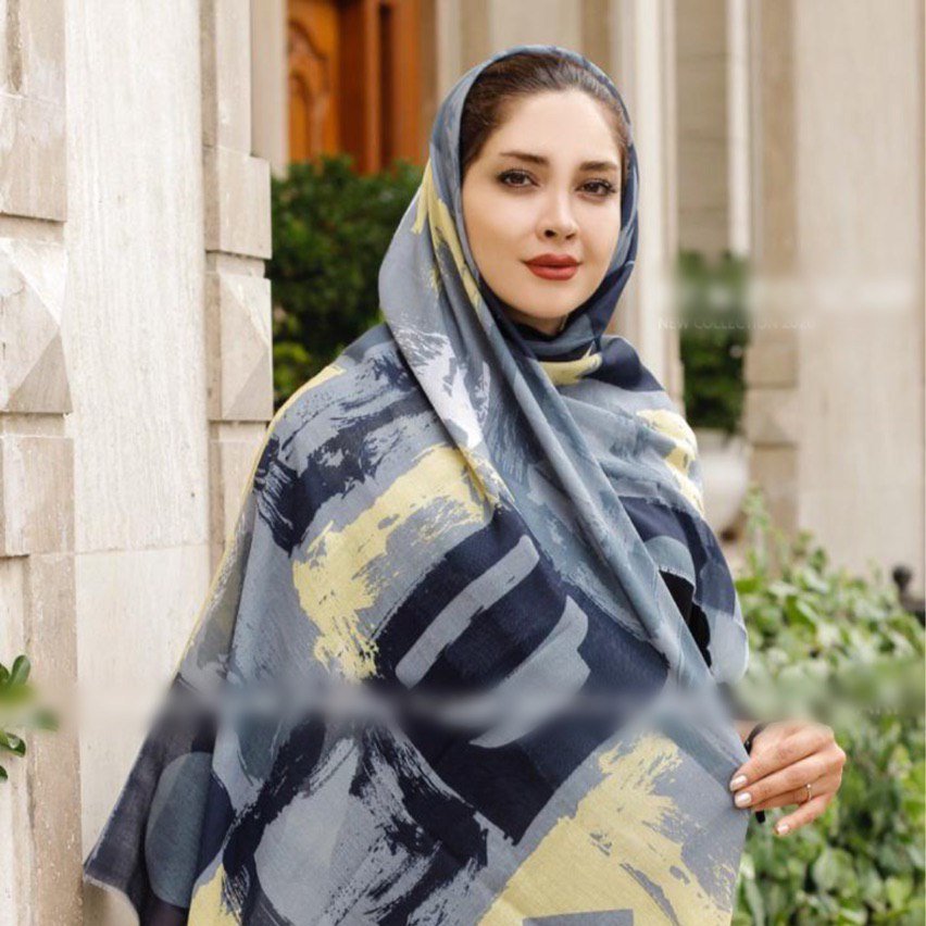 روسری نخی طوسی لیمویی