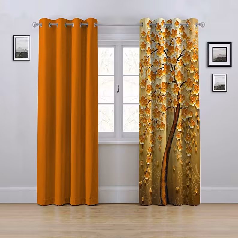 پرده پانچی مدل درخت گل ابعاد ارتفاع280در عرض145