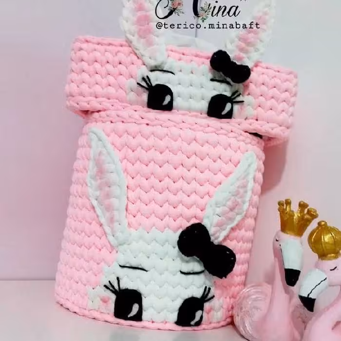 سطل و جادستمالی تریکویی بافته شده با کفی پلکسی قابل شستشو و نشکن