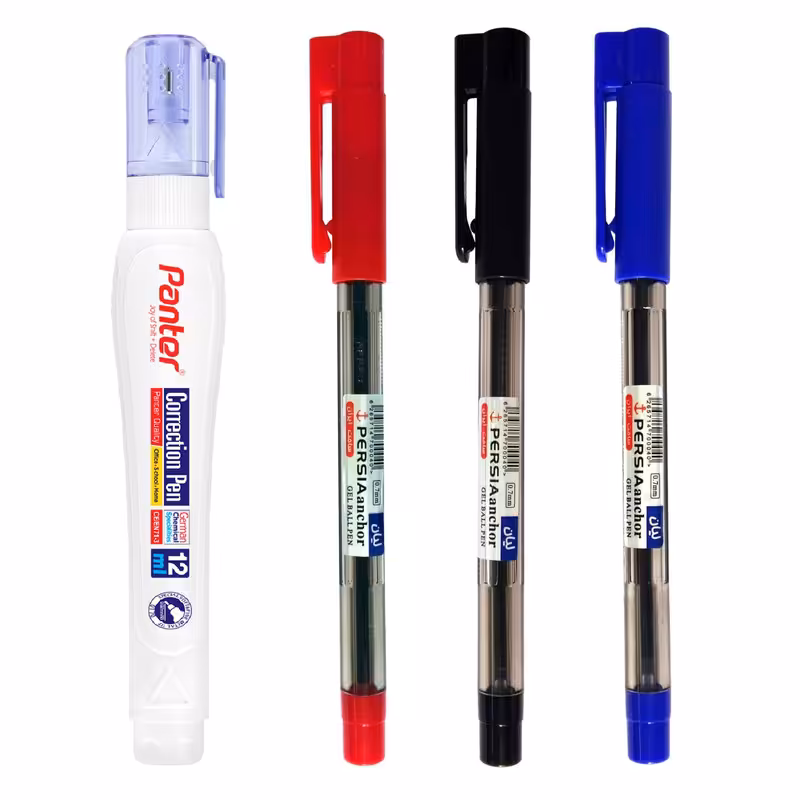  خودکار پرشیا انکر مدل لیان کد 100 بسته 3 عددی به همراه غلط گیر 