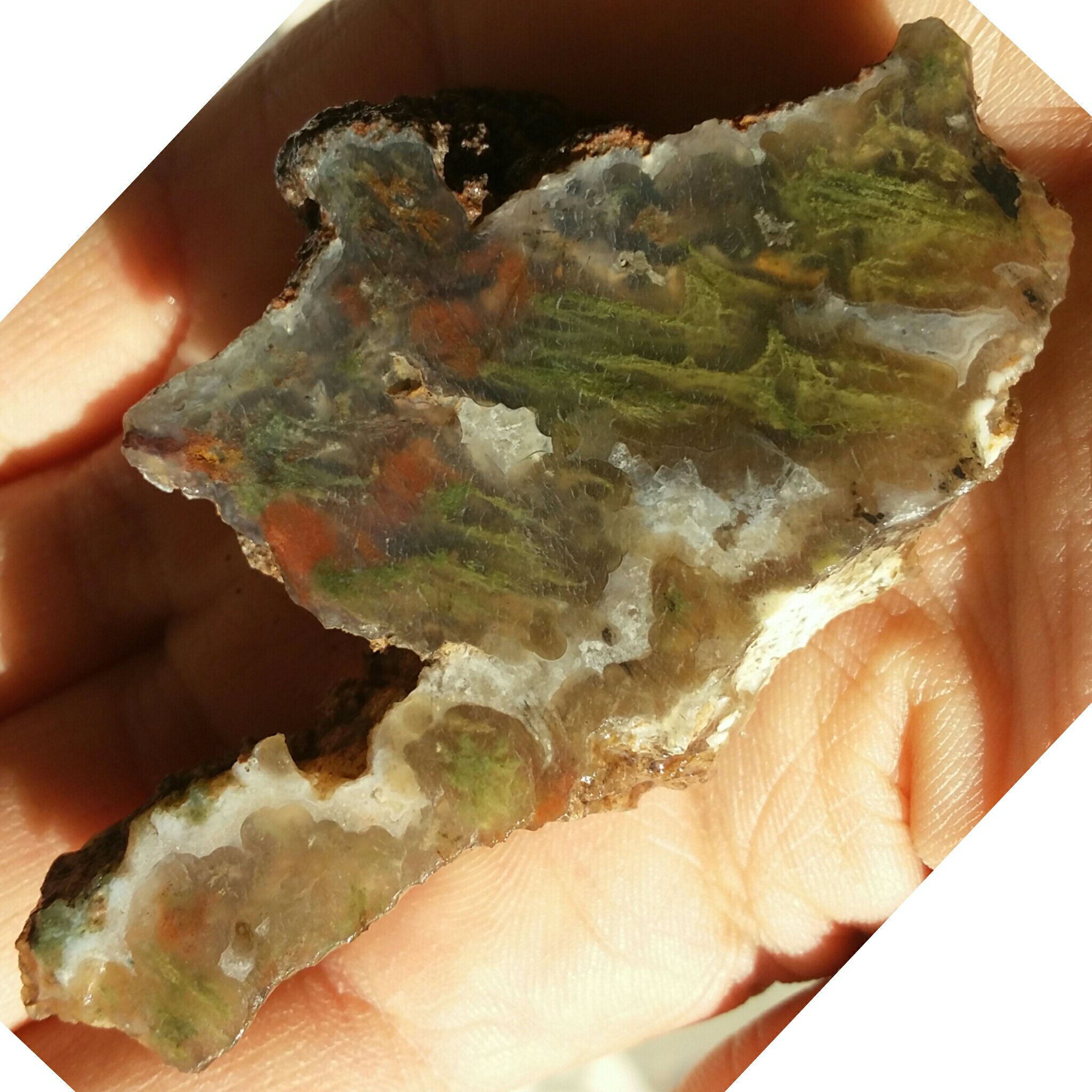 اسلایس سنگ راف عقیق منظره با شجرهای سبز کشیده محشر شاهکار خلقت 100 در 100 طبیعی