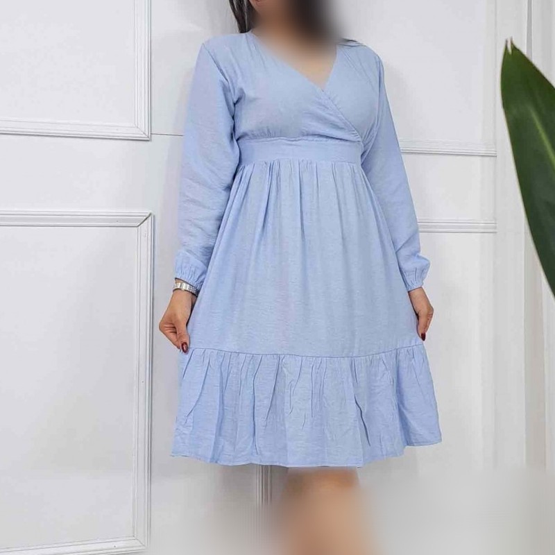 پیراهن زنانه عروسکی تابستانه شیک و زیبا فری سایز جنس نخ کرسپو مناسب شیردهی رنگ آبی،مشکی،سرخابی،نارنجی،سبز،سفید،نسکافه ای