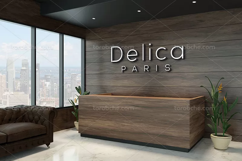 فایل موکاپ لوگو دیواری لایه باز | گرافیک با طعم تربچه