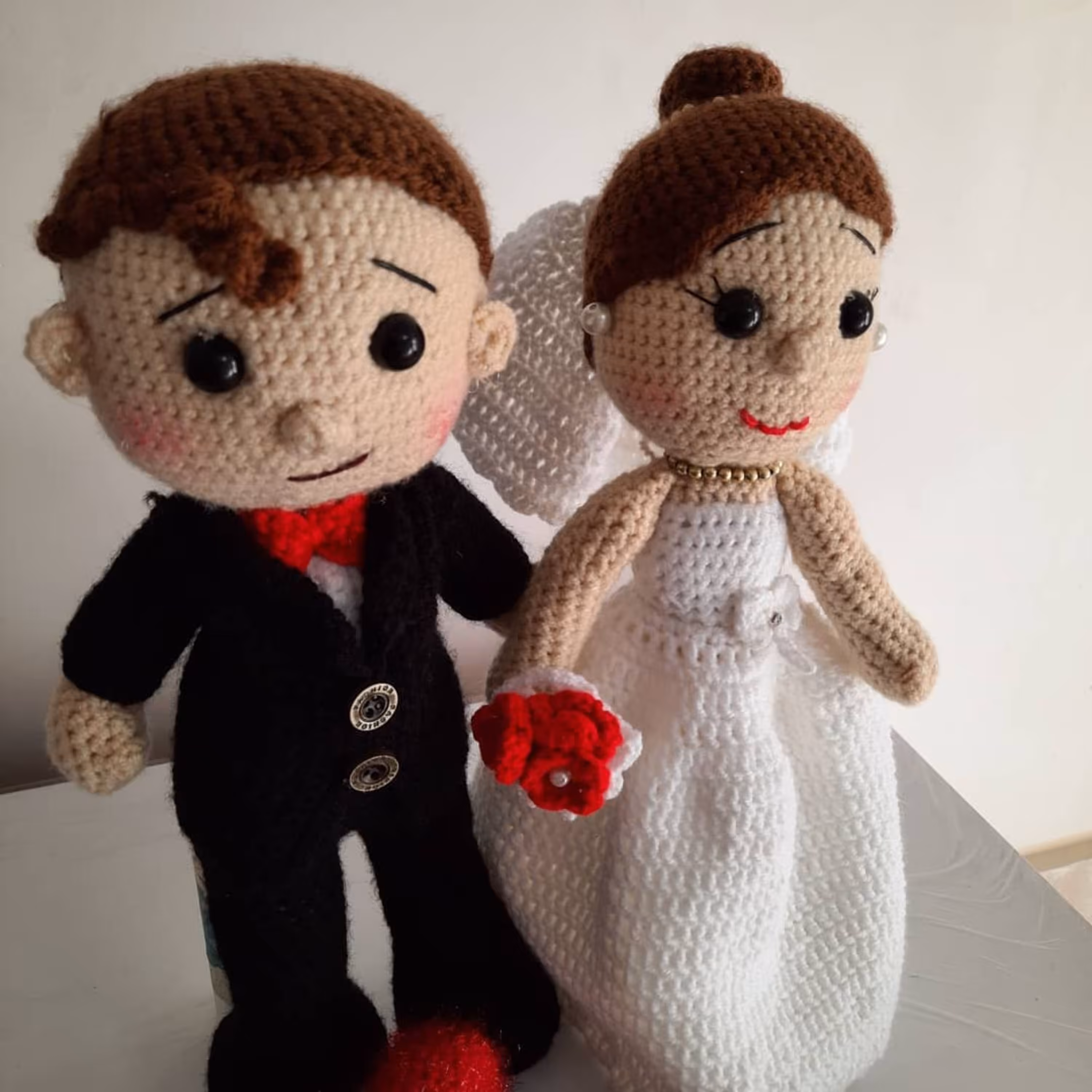 عروسک بافتنی مدل عروس و داماد
