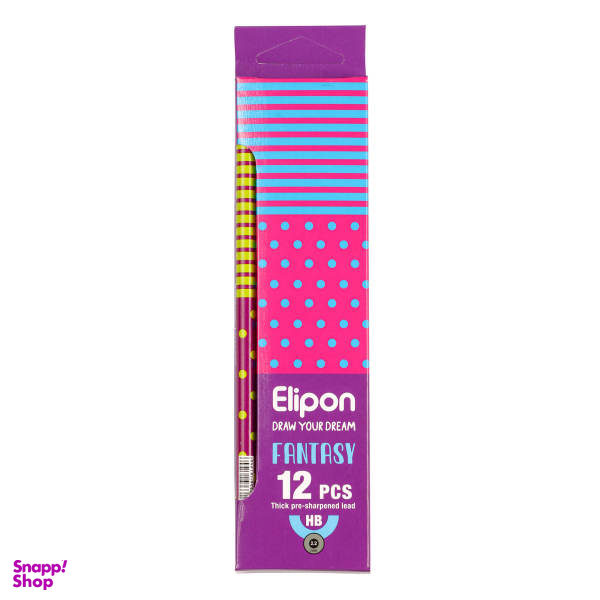 مداد مشکی الیپون (Elipone) مدل فانتزی گرد کد 8101612 بسته 12 عددی