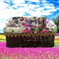 سبد نان حصیری تیناسادات شاپ چهارگوش مربع بزرگ قهوه ای پارچه دار