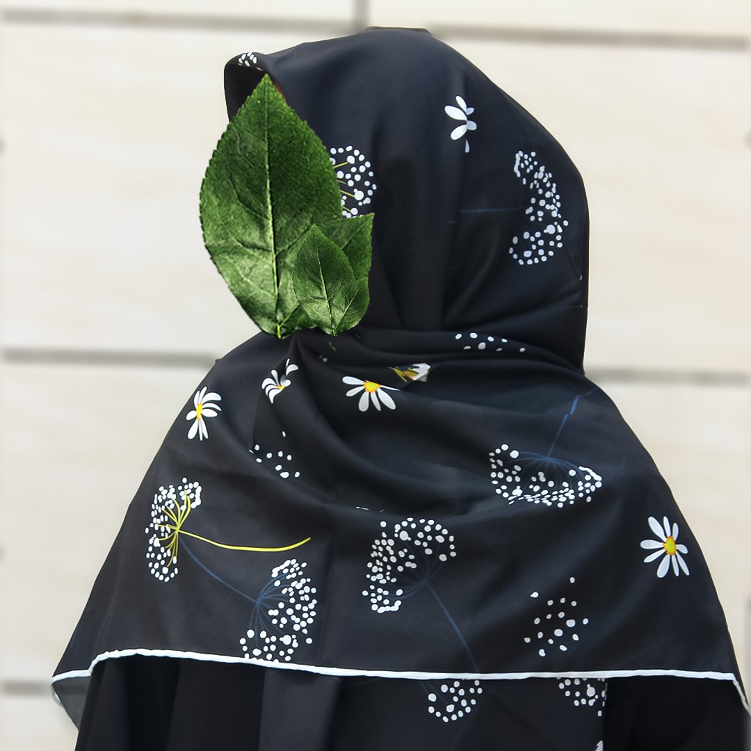 روسری نخی مشکی ارسال رایگان دور دست دوز قواره 140