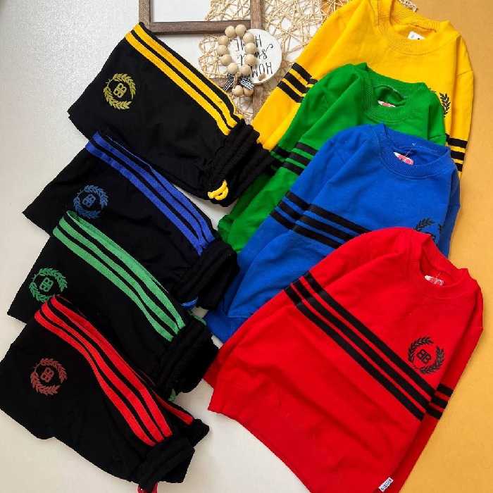 ست اسپورت بلوز و شلوار کیفیت تضمینی رنگبندی جذاب و خوشگل مناسب حدود سنی 4 تا 12 سال جنس عالی نخ پنبه لاکرا 