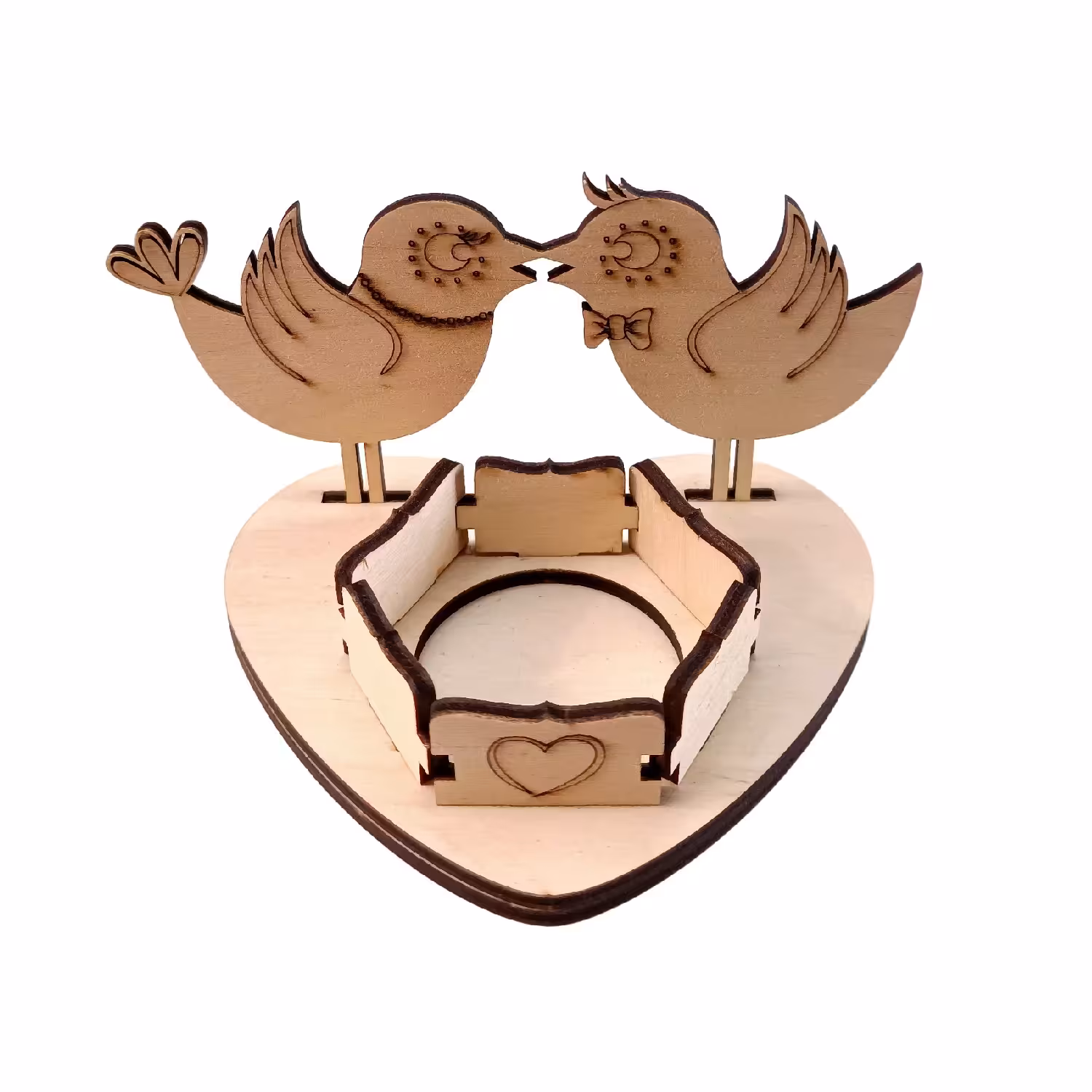 جا شمعی لوکا مدل love birds جنس چوب plywood روس. مناسب برای شمع های کوتاه