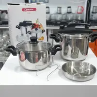 زودپز دوقلو  درب کلیپسی استیل برند دسینی