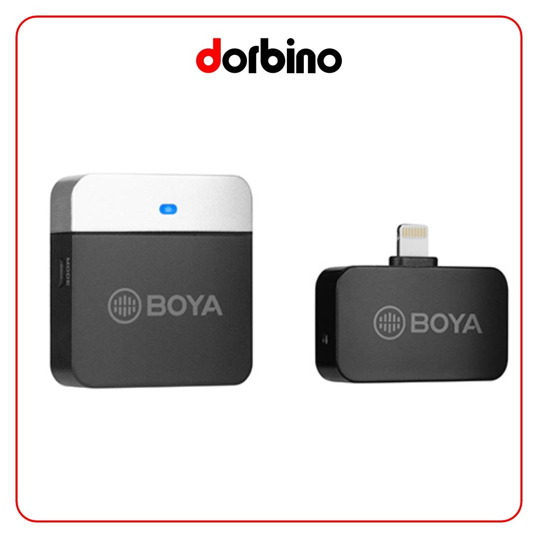 BOYA BY-M1LV-D Compact Wireless Microphone System with Lightning Connector for iOS Devices (24 GHz) - فروشگاه دوربین دوربینو
