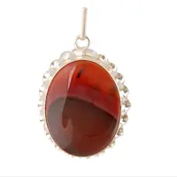 آویز گردنبند نقره زنانه بازرگانی میلادی مدل سنگ عقیق یمنی کد PK286