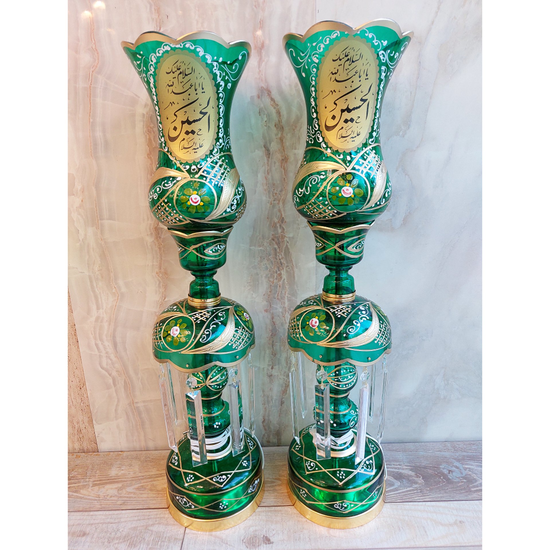 لاله مذهبی با ذکر یا اباعبدالله الحسین سبز ارتفاع 63سانت ارسال رایگان 