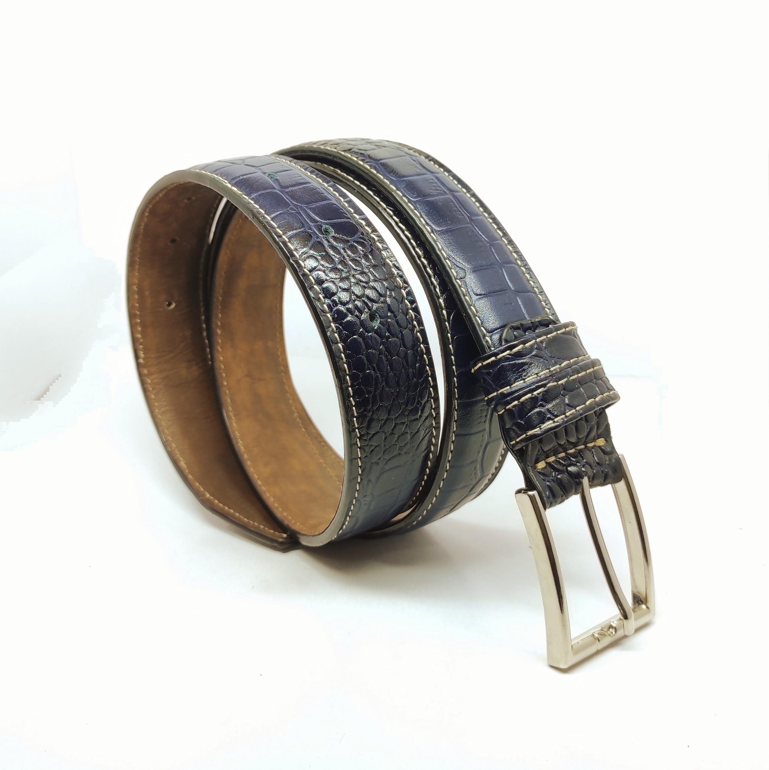 کمربند چرم طبیعی گاوی دو رو سه لایه با سگک  کلاسیک فلزی