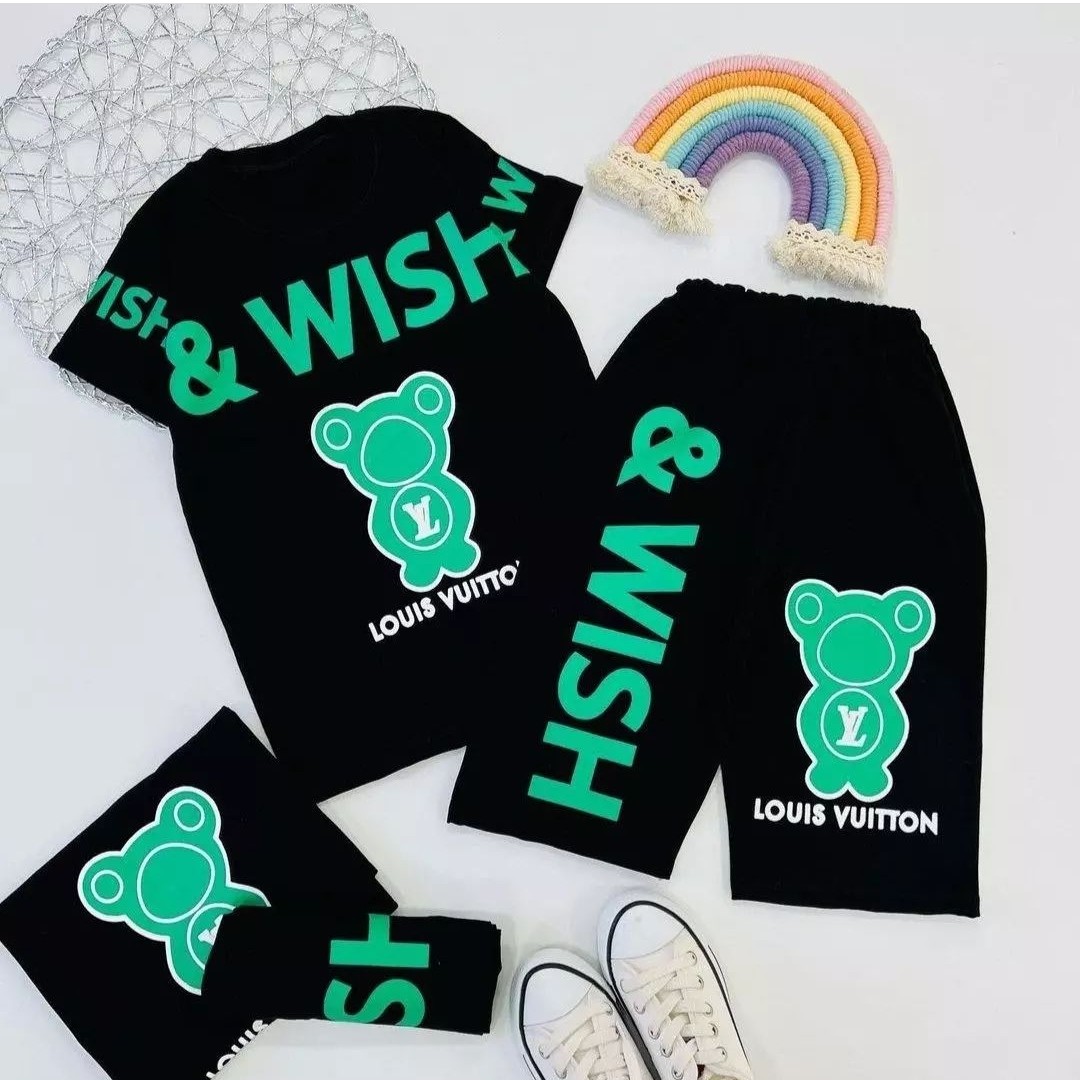 ست تیشرت شلوارک خواهر برادری سایز بزرگ کیفیت عالی طرح wish