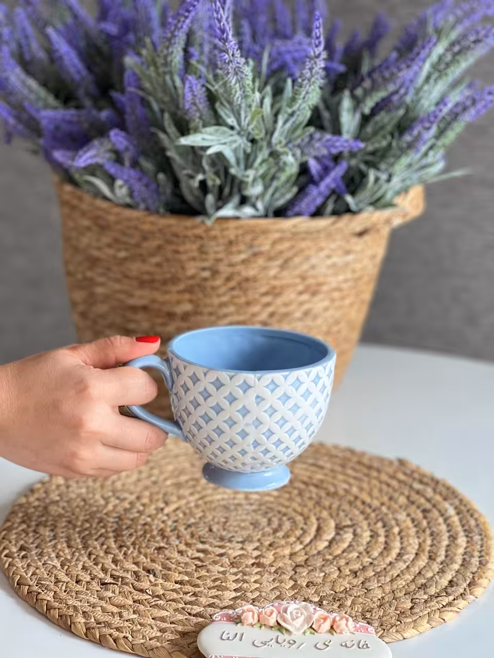 فنجان لته خوری سرامیکی آبی